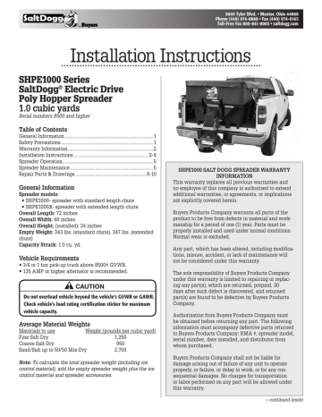 Installation Instructions for the SHPE1000 Spreader | Manualzz