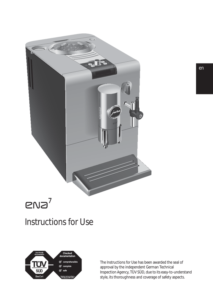 Jura ENA 7 Instructions For Use Manual Manualzz