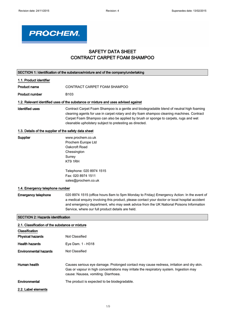 Carpet Cleaner Safety Data Sheet Carpet Vidalondon