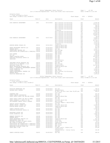 Dallas Independent School District List Of Detailed Expenditures Bills And Claims With Exclusions Manualzz