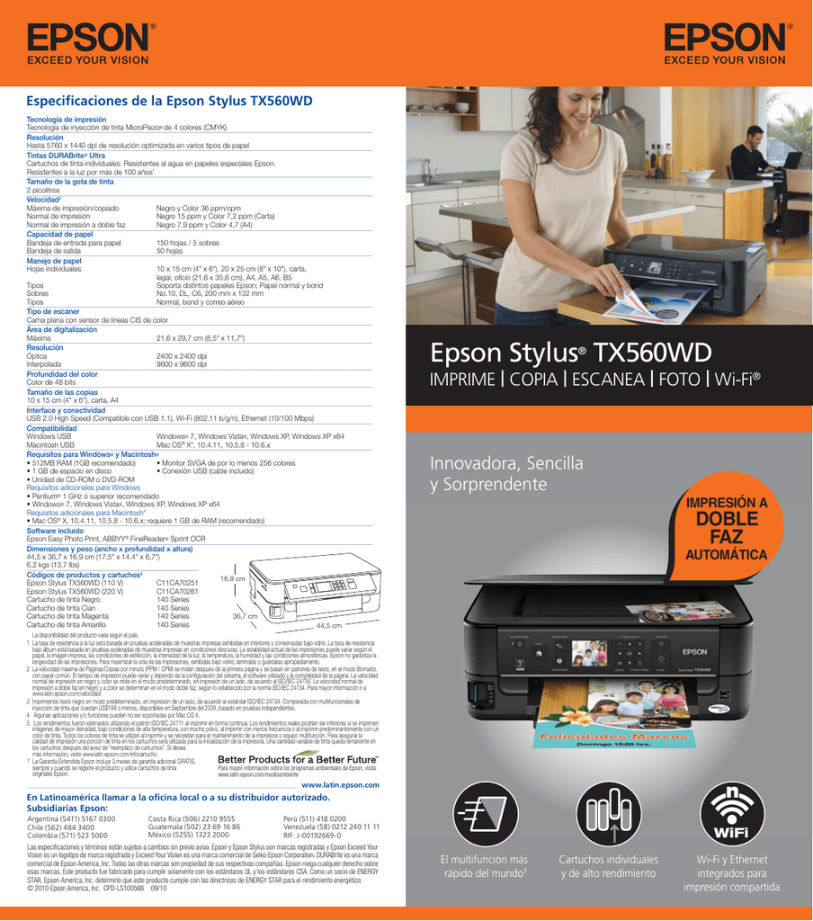 Epson Stylus TX560WD | Manualzz