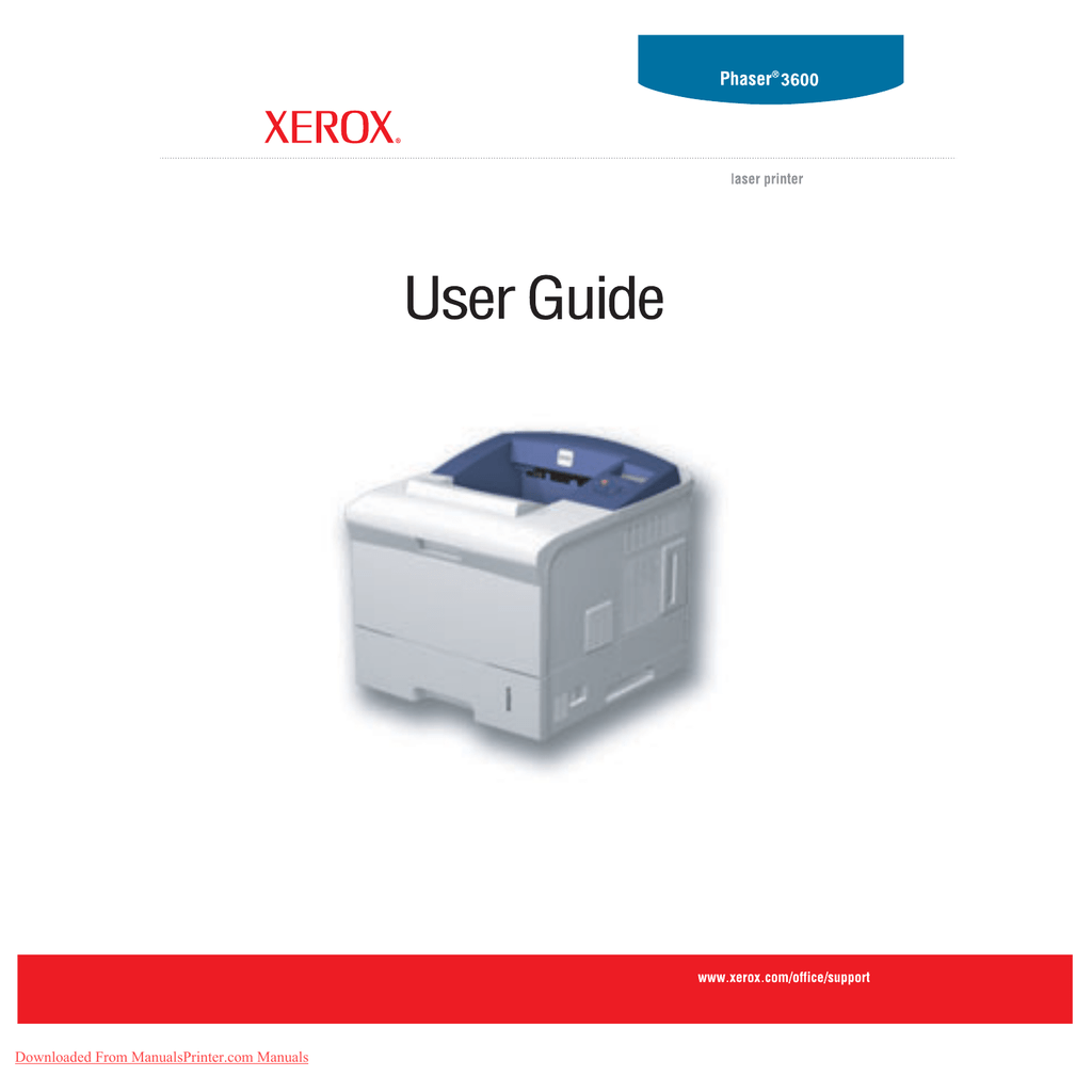 Xerox Phaser 3600N Printers User Guide Manual Pdf