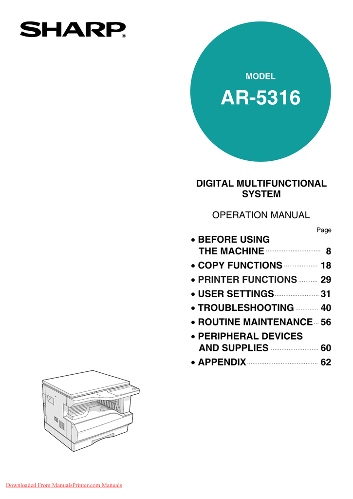 Sharp ar 5316 драйвер. Принтер ar-5316e. Sharp ar-5316. Sharp 5316. Operation manual инструкция на русском.