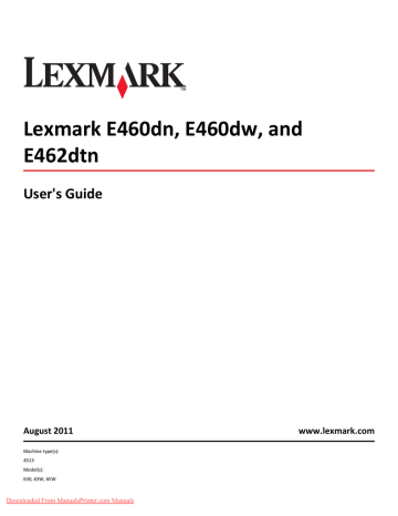 Lexmark E460dn User Guide Manualzz