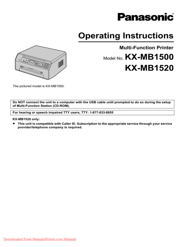 Panasonic Kx Mb1500 User Guide Manualzz