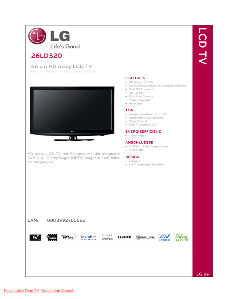 Lg 26ld3 Lcd Tv User Guide Manualzz