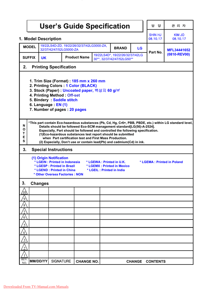 Lg 42 In Lcd Tv User Manual