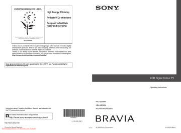 Sony KDL-46Z5800 User Guide | Manualzz