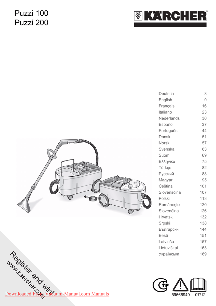 Karcher Puzzi 100 Vacuum Cleaner User manual | Manualzz