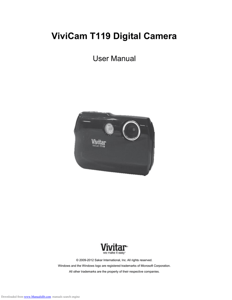 Vivitar Vivicam T119 Camera User Guide Manualzz