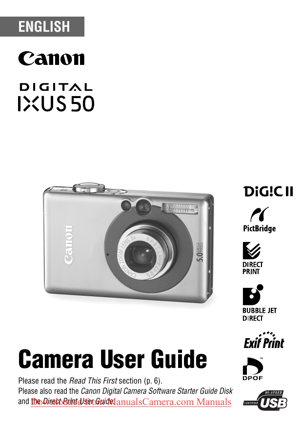 Canon Digital IXUS 50 Camera User Guide Manualzz