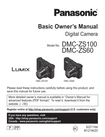 Panasonic LUMIX DMC-ZS60 Camera User Guide | Manualzz