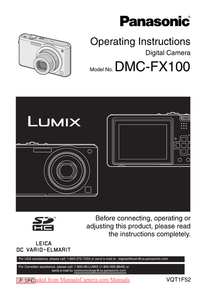 Panasonic Lumix DMC-FX100 Camera User Guide | Manualzz