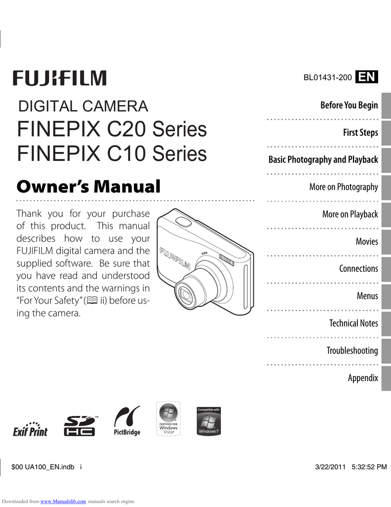 Fujifilm corp finepix s3280 manual download pdf