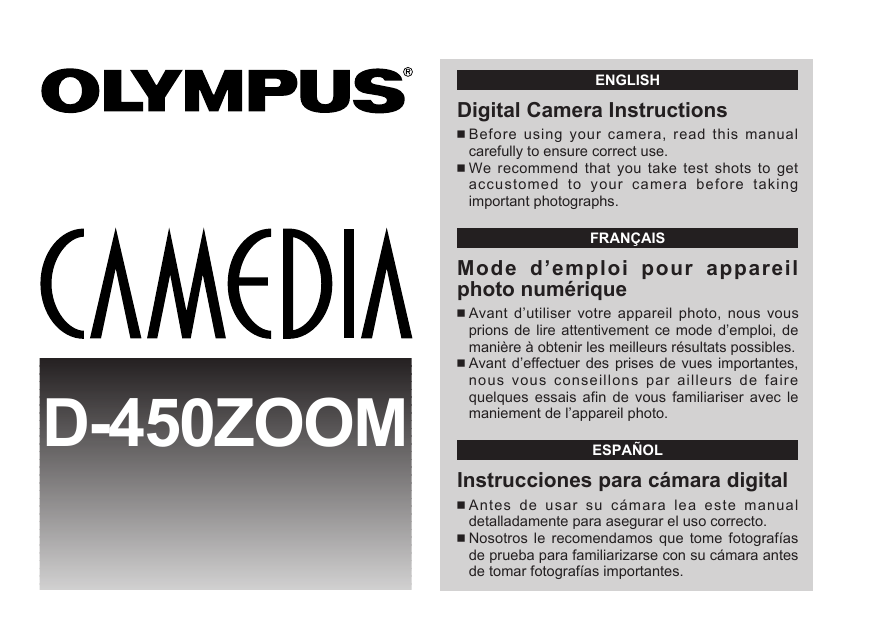 Olympus D450 Camera User Guide Manualzz