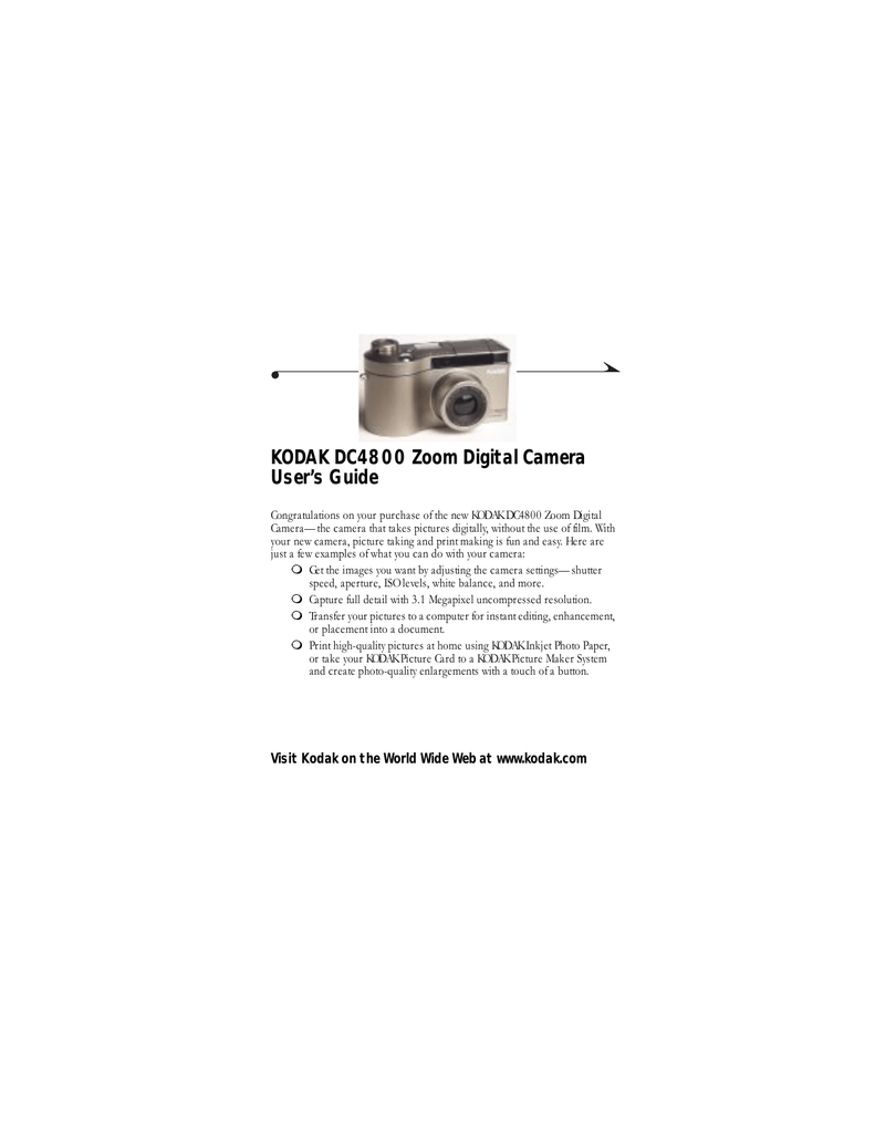 Kodak DC4800 Camera User Guide Manualzz