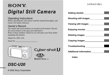 Sony Cyber-shot DSC-U20 Camera User Guide | Manualzz