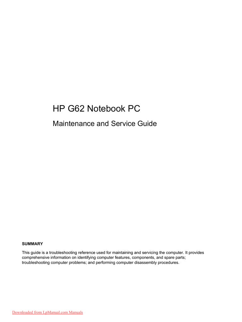 HP G62-120ET User Guide | Manualzz