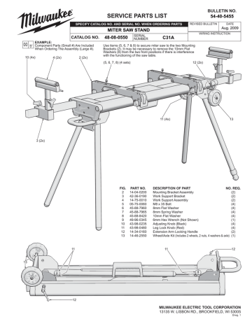 Service Parts List 00 54 40 5455 Miter Saw Stand Manualzz