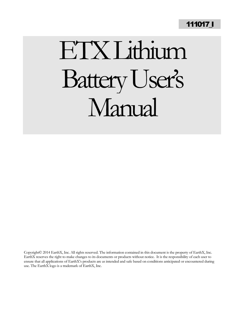 ETX Lithium Battery Useru0027s Manual 111017_I  Manualzz