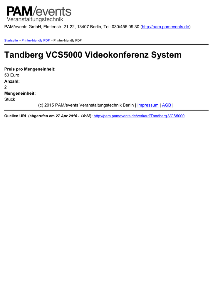 Tandberg Vcs5000 Videokonferenz System Manualzz