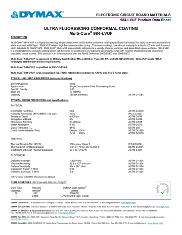 DYMAX Multi-Cure 984-LVUF Product Data Sheet | Manualzz