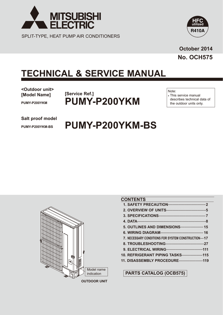 Mitsubishi electric pumy p200ykm