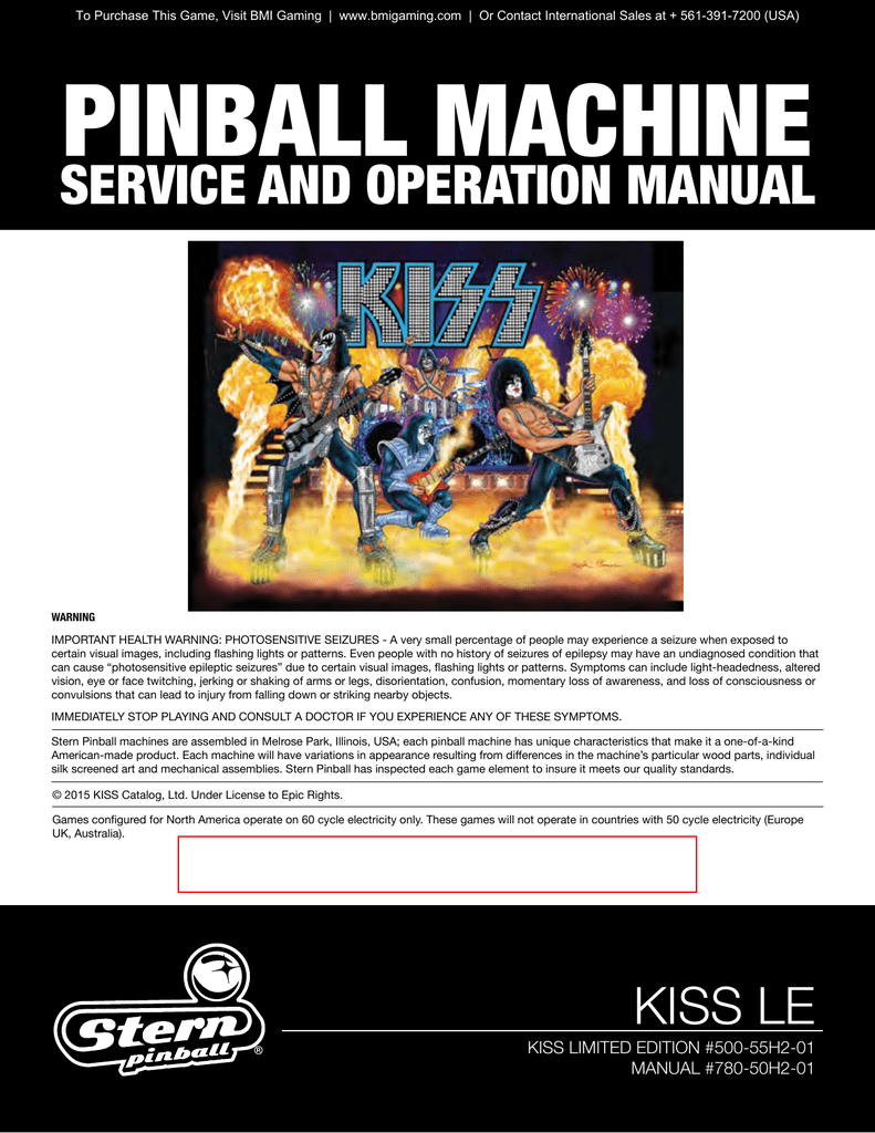 KISS Pinball LE Service Manual Manualzz
