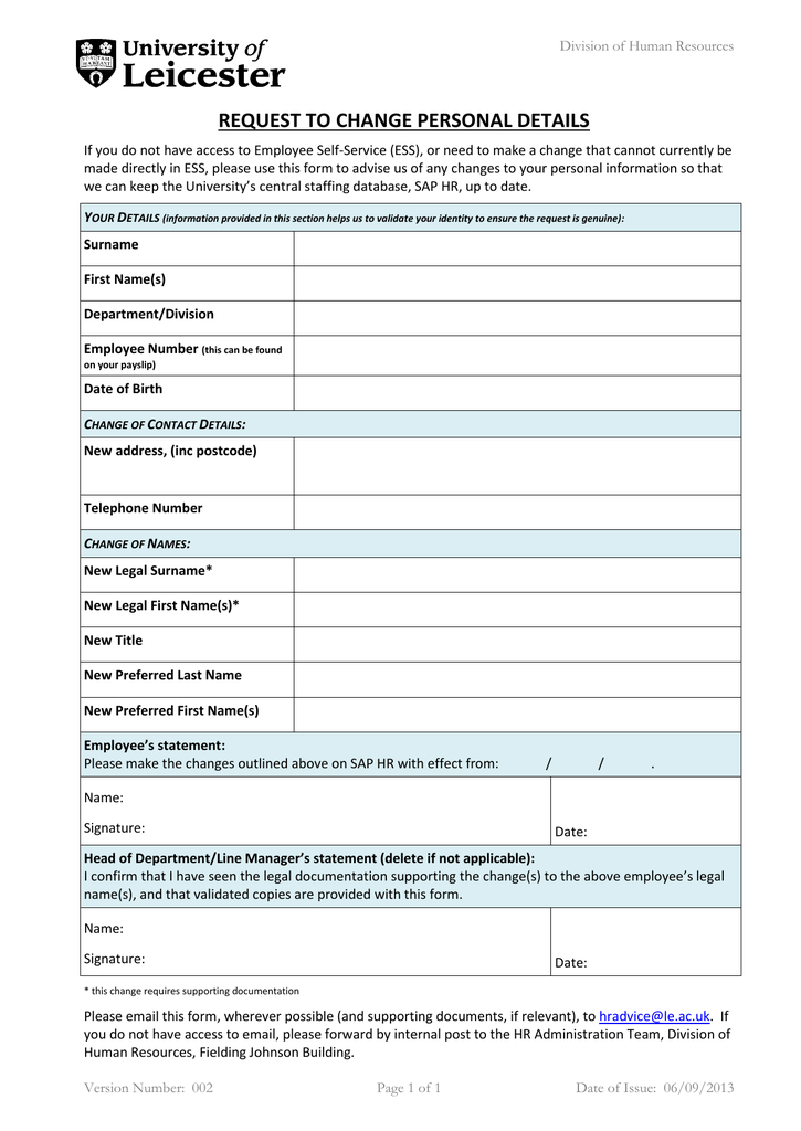 Change Personal Details Manualzz