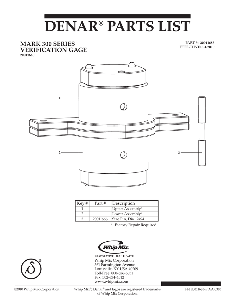 Mark 300 Series Verification Gage Parts List Manualzz Com