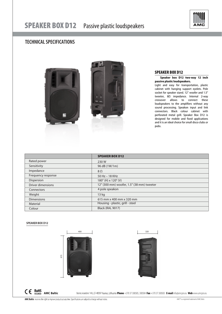 D12 speaker box Clearance