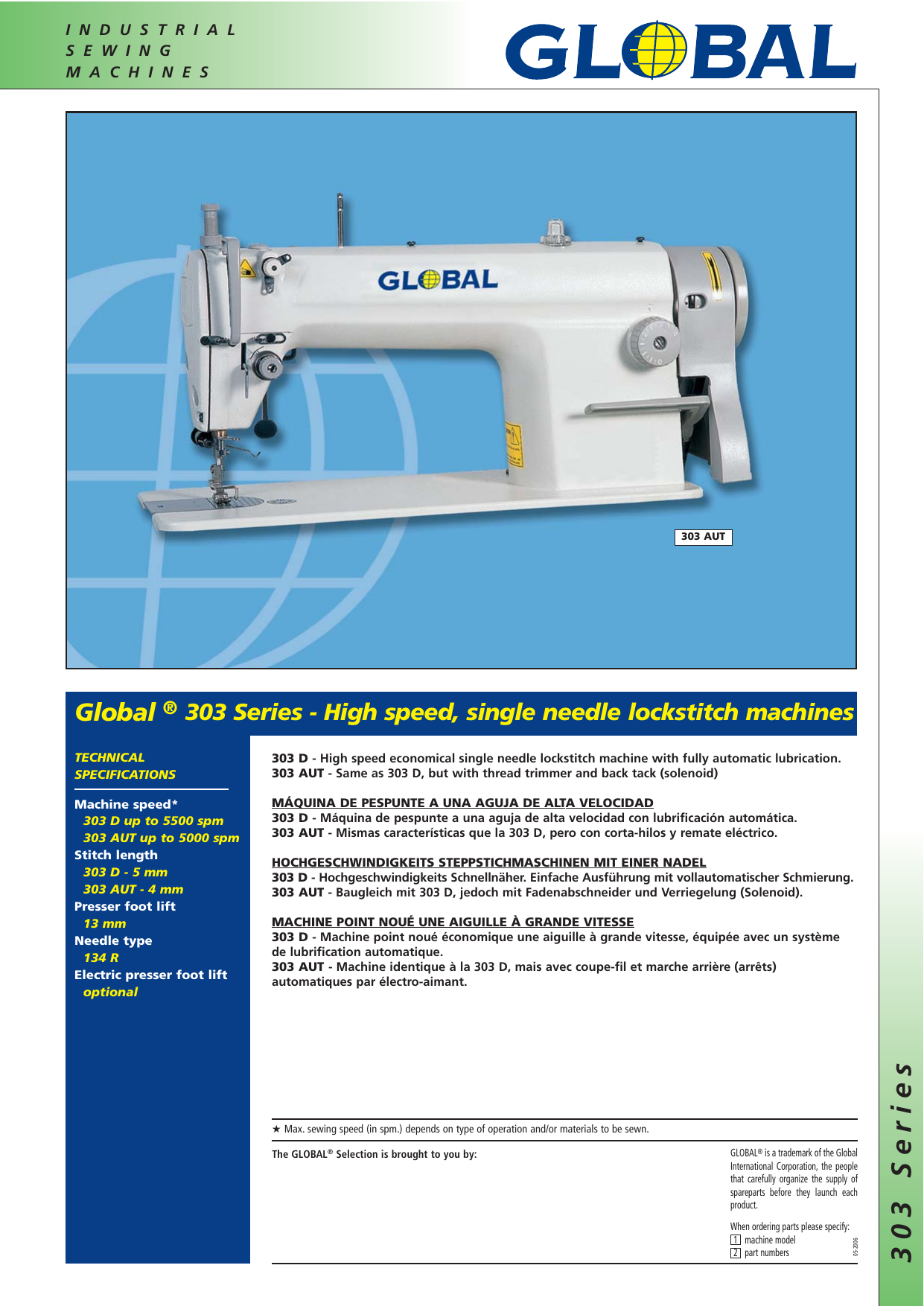 Global 303 Series High Speed Single Needle Lockstitch Machines Manualzz