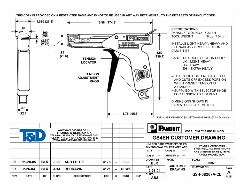 Panduit Cable Tie Tool GS4EH Manualzz