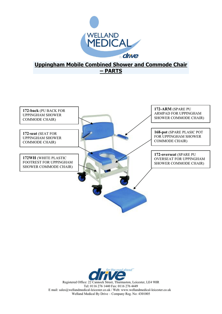 Uppingham Mobile Combined Shower and Commode Chair PARTS 172ARM