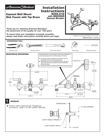 American Standard 8344.212.004.000 Service Sink Faucet Installation ...