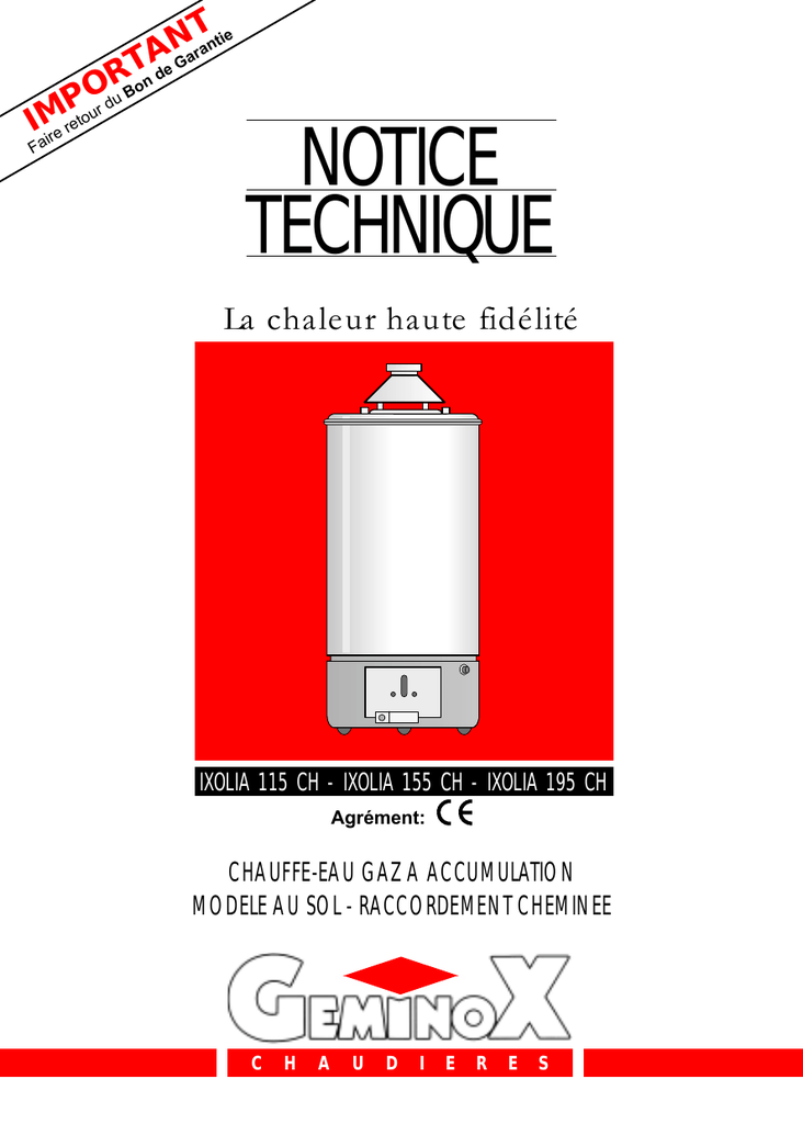 Notice Technique Chauffe Eau Styx Tes 16