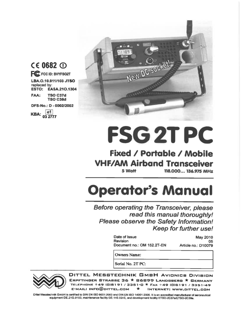 Dittel Fsg2tpc Operators Manual Manualzz