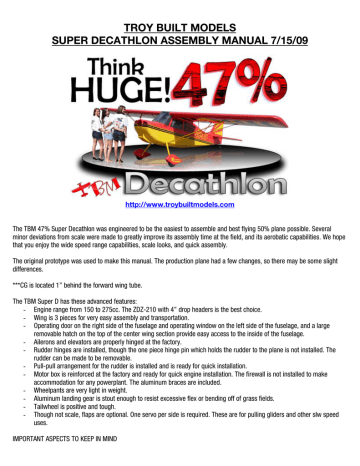 TBM Pilot-RC 47% Super Decathlon Manual | Manualzz