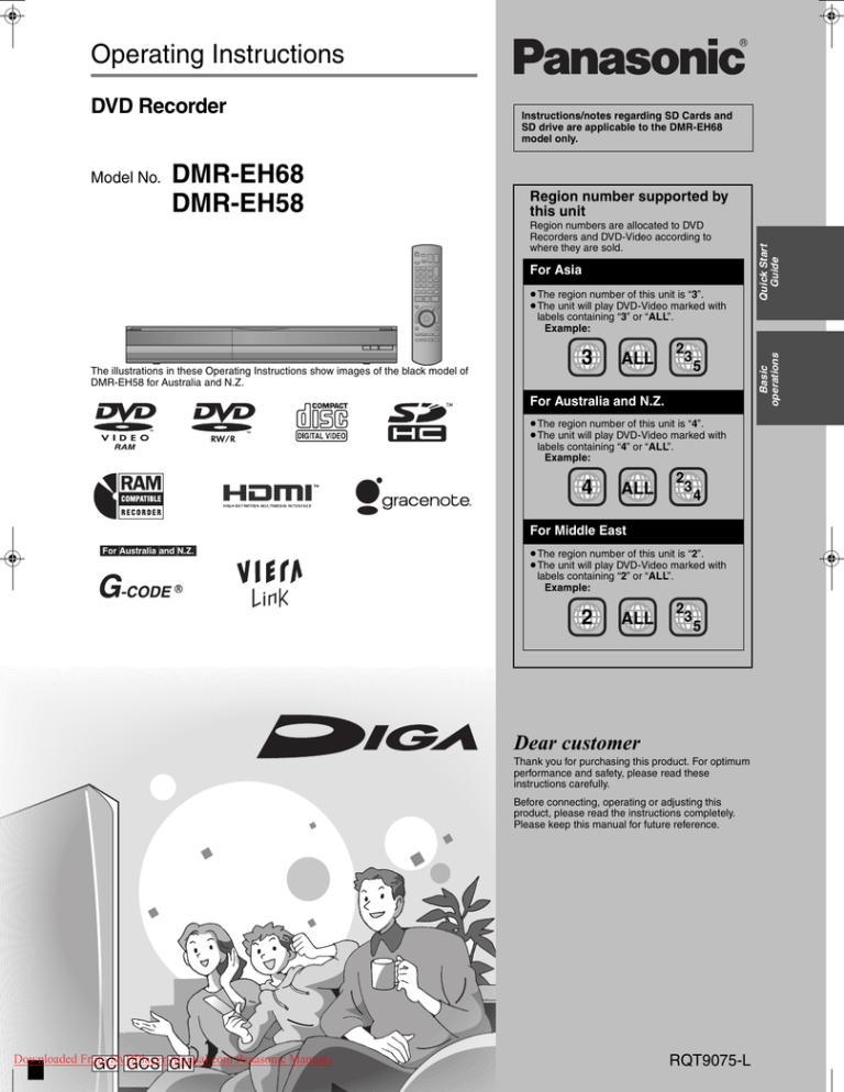 Panasonic Dmr Eh68 User Guide Manual Operating Instruction Pdf Manualzz