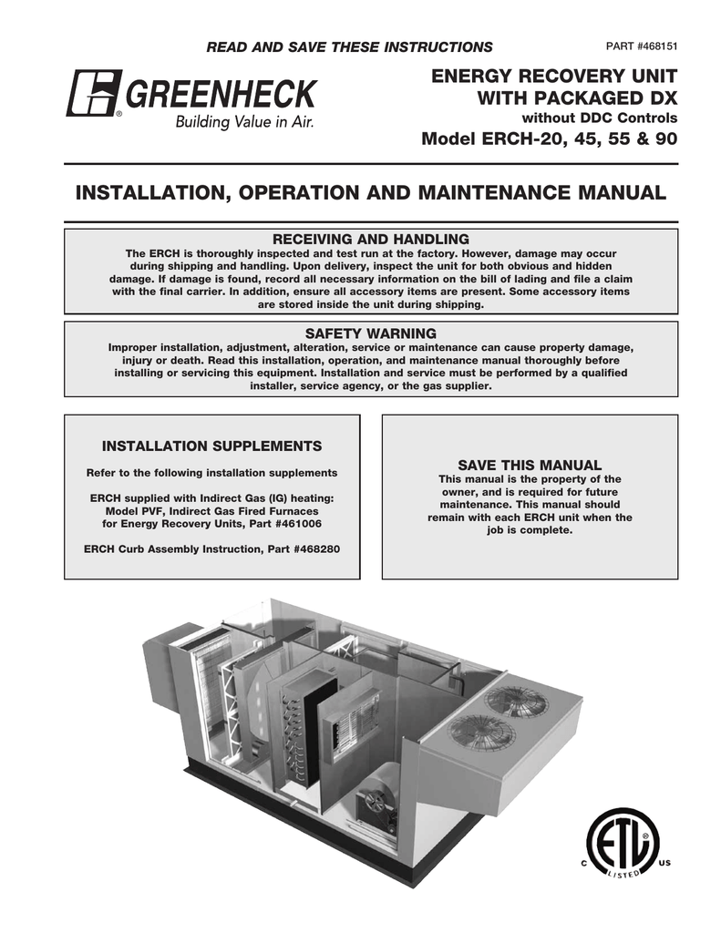 Greenheck 468151 ERCH Energy Recovery Unit With Packaged DX ...