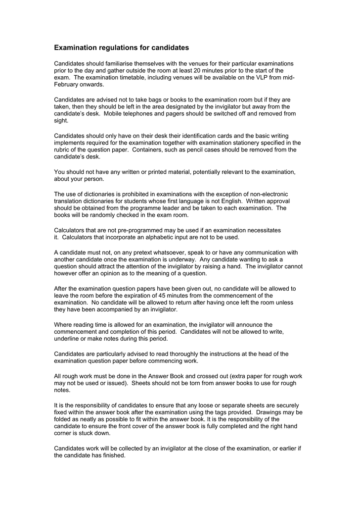 Read The Regulations Ahead Of Your Exam Manualzz Read The Regulations Ahead Of Your Exam Manualzz