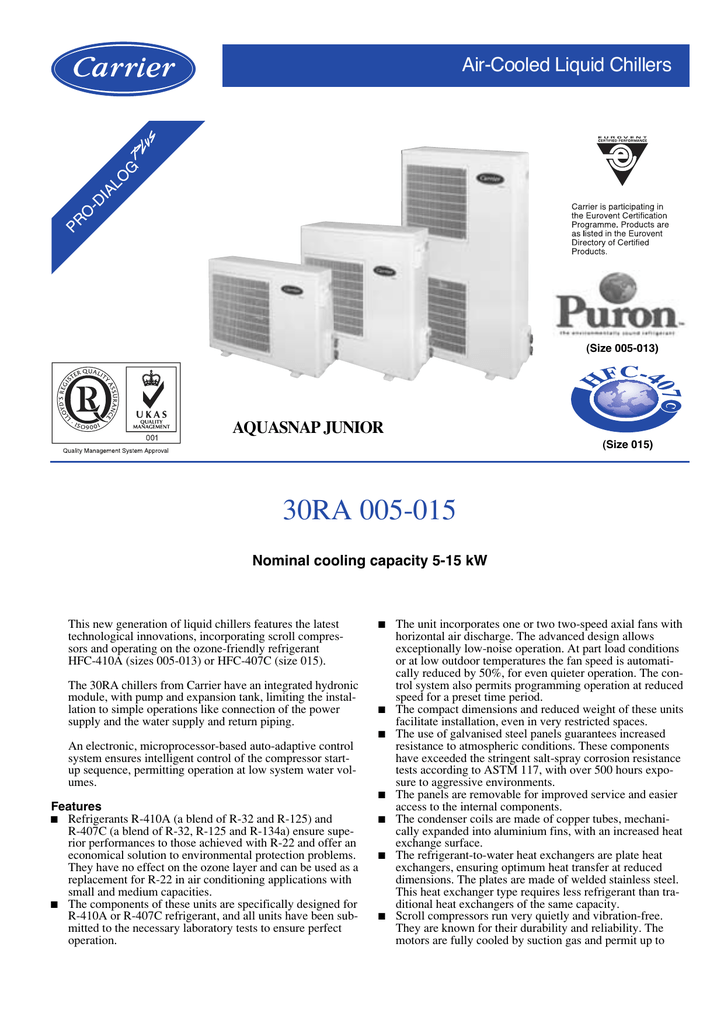 30RA/RY - 30RH/RYH Régulation PRO-DIALOG - Carrier