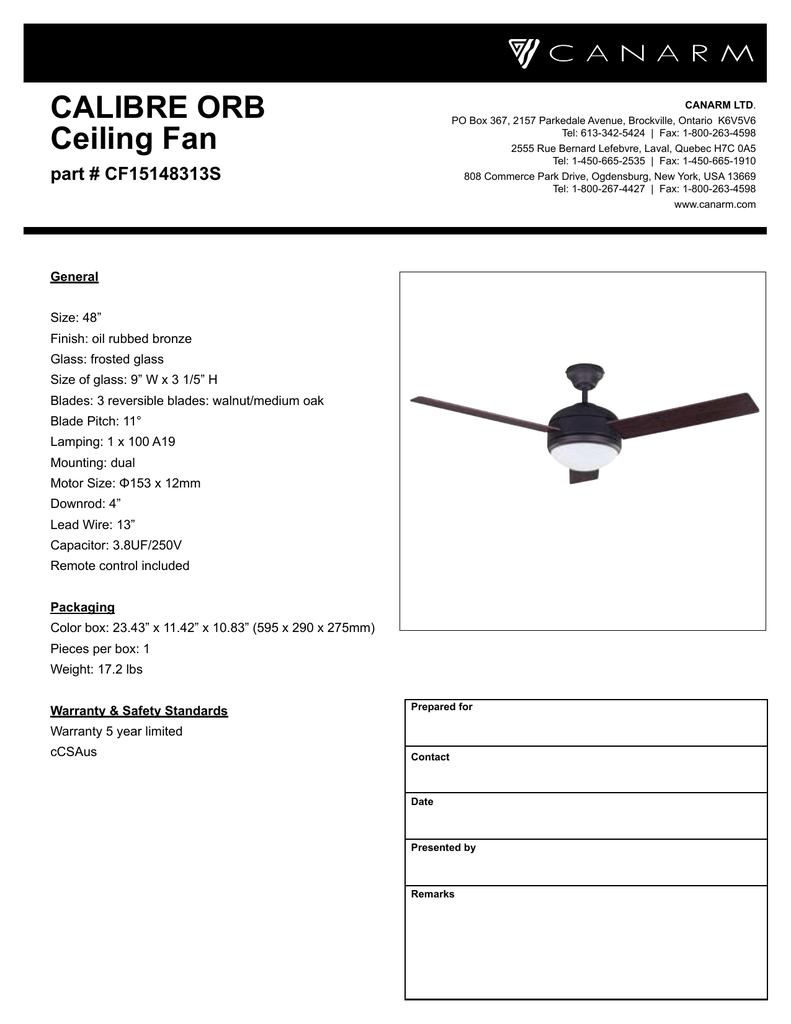 Cutsheet Calibre Orb Manualzz Com