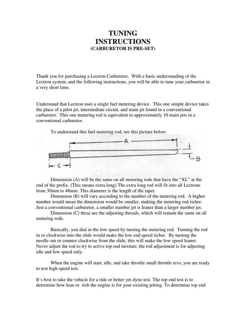 Lectron Metering Rod Chart