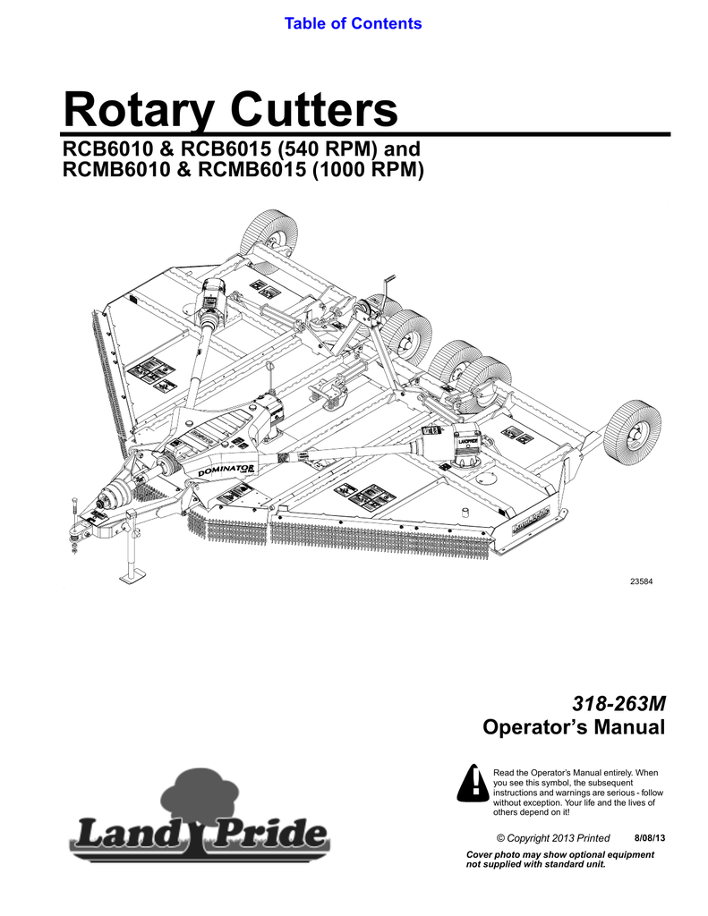 Land Pride Rotary Cutters RCB6010 Operator's Manual Manualzz