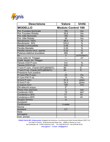 YGNIS caldaia condensazione modulo control 180 | Manualzz