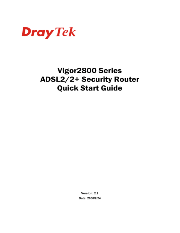 Draytek Vigor2800 Series Quick start manual | Manualzz
