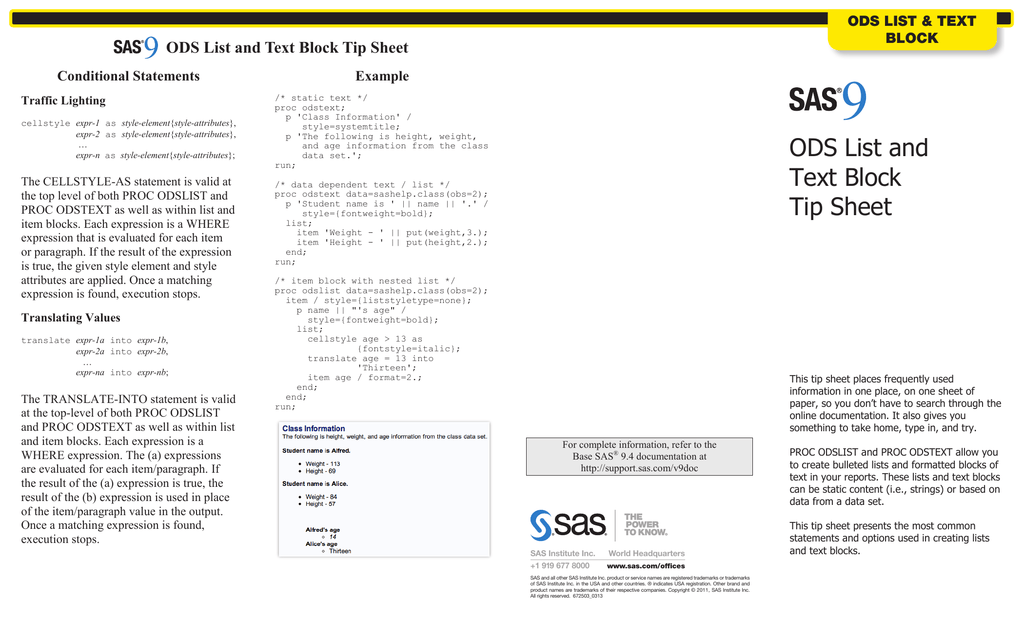 Proc Odslist Odstext Manualzz