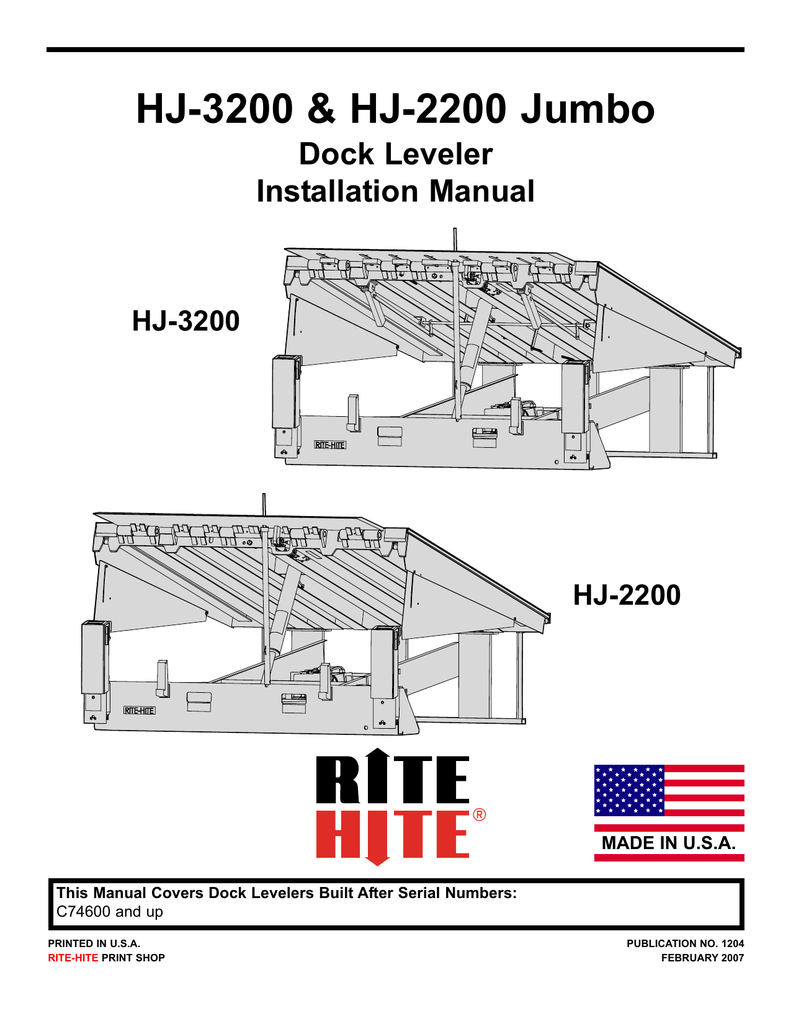 Rite Hite Hydraulic Dock Leveler Manual