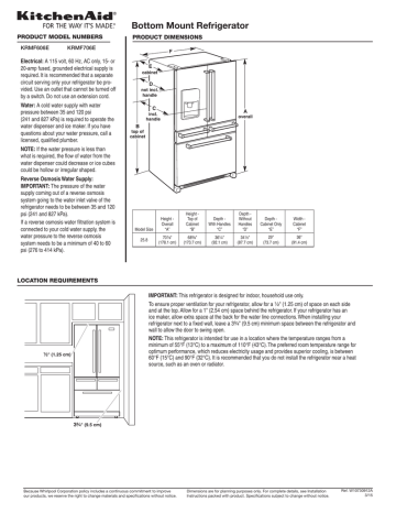 kitchenaid krmf706ess dimensions